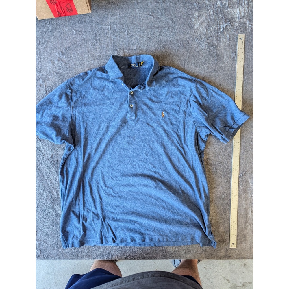 Polo Ralph Lauren Mens 2XLT Blue Heather Short Sleeve Pony Logo Polo Shirt